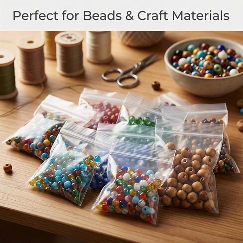 500Pcs Resealable Mini Bags Small Clear Heavy Zipper Bags Bulk Pack Pouch for Jewelry,Pills,Beads,Craft Storage Business Packaging & Vitamins (4 Mil Thick), 1.6" x 2.4" in Saudi Arabia