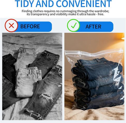 80 عبوة من أكياس سحاب بلاستيكية كبيرة قابلة لإعادة الإغلاق مقاس 16 × 18 بوصة، أكياس شفافة سعة 3.5 جالون للتخزين والمنزل والأحذية واللوازم المكتبية وأساسيات السفر in Kuwait