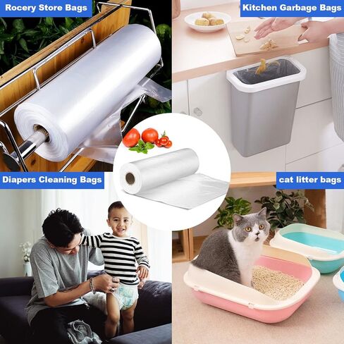 أكياس إنتاج بلاستيكية مقاس 12 × 16 على لفة - أكياس بلاستيكية شفافة للأغذية والخضروات والفواكه والخبز وأكياس الحيوانات الأليفة والبقالة - 350 كيسًا/لفة (لفة واحدة) in Kuwait