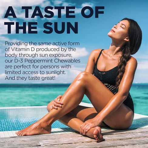 KAL Vitamin D3 5000 IU 125 mcg, High Potency Vitamin D Chewables, Calcium Absorption, Bone Health and Immune Support Supplement, Natural Peppermint Flavor, 60-Day Guarantee, 60 Servings, 60 Chews in Saudi Arabia