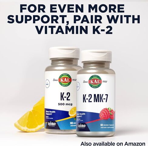 KAL Vitamin D3 5000 IU 125 mcg, High Potency Vitamin D Chewables, Calcium Absorption, Bone Health and Immune Support Supplement, Natural Peppermint Flavor, 60-Day Guarantee, 60 Servings, 60 Chews in Saudi Arabia