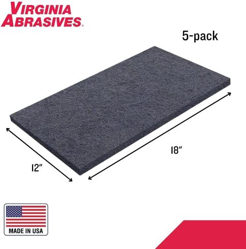 وسادات صيانة الأرضيات السوداء من Virginia Abrasives مقاس 30.48 سم × 45.72 سم × 2.54 سم - غير منسوجة شديدة التحمل، 5 عبوات للتقشير وإعداد الأرضيات مع آلات الأرضيات المدارية in Kuwait