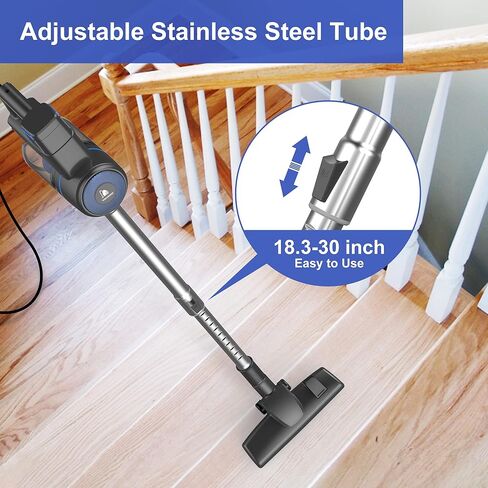 Intercleaner Corded Vacuum Cleaner, 17KPa Powerful Suction with 600W Motor, 10 in 1 Lightweight Bagless Stick Vac with Handheld, Ultra Quiet, for Hardwood Floor Marble Tile Car Pet Hair (Blue) in Kuwait