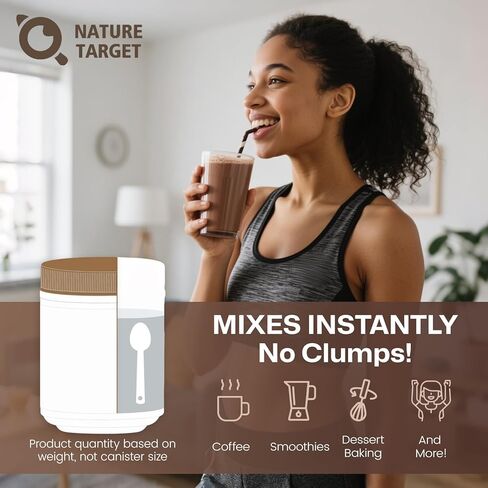 NATURE TARGET Chocolate Collagen Peptides Powder - Multi Collagen for Women with Vitamin C & Creatine, Supports Skin, Hair, Nails & Joint Health - Type I, II, III, V & X, Gluten Free, 35 Servings in Saudi Arabia