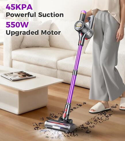 VIAFLY Cordless Vacuum Cleaner, 550W/45Kpa/60Mins Stick Vacuum, Anti-Tangle Vacuum Cleaners for Home with Self-Standing, LDE Display, 8-in-1 Wireless Vacuum for Carpet Pet Hair Hardfloor in Saudi Arabia