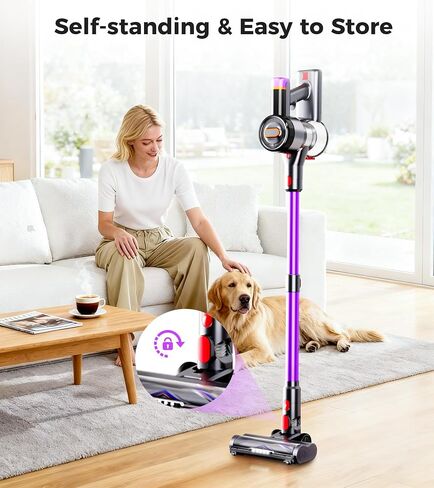 VIAFLY Cordless Vacuum Cleaner, 550W/45Kpa/60Mins Stick Vacuum, Anti-Tangle Vacuum Cleaners for Home with Self-Standing, LDE Display, 8-in-1 Wireless Vacuum for Carpet Pet Hair Hardfloor in Saudi Arabia