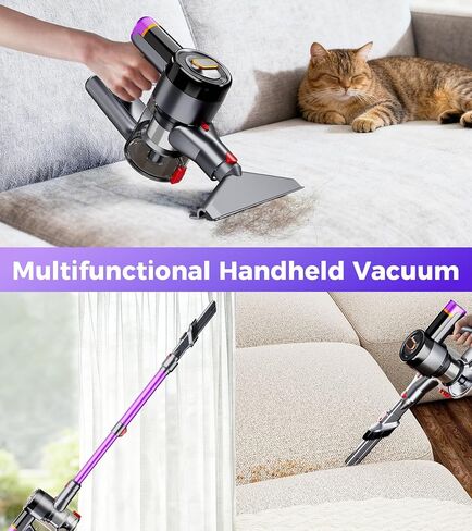 VIAFLY Cordless Vacuum Cleaner, 550W/45Kpa/60Mins Stick Vacuum, Anti-Tangle Vacuum Cleaners for Home with Self-Standing, LDE Display, 8-in-1 Wireless Vacuum for Carpet Pet Hair Hardfloor in Saudi Arabia