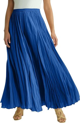 Jessica London Women's Plus Size Elastic Waist Cotton Flowing Maxi Crinkled Skirt in Kuwait