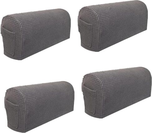 Sofa Armrest Covers Pack of 4 Sofa Arm Slipcovers with a Pocket Elastic Sofa Armrest Protector Removable Couch Arm Covers Anti-Slip Armrest Covers Christmas Decoration (Wine Red) in Kuwait