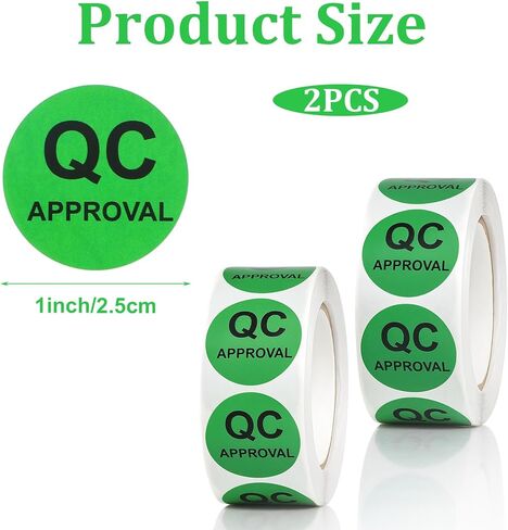 2 Rolls Inventory Labels Green Quality Control Inventory Stickers 1 inch Fluorescent Green QC Approval Labels for Warehouse Qualitys Controls Check Test Pass(1000pcs) in Saudi Arabia