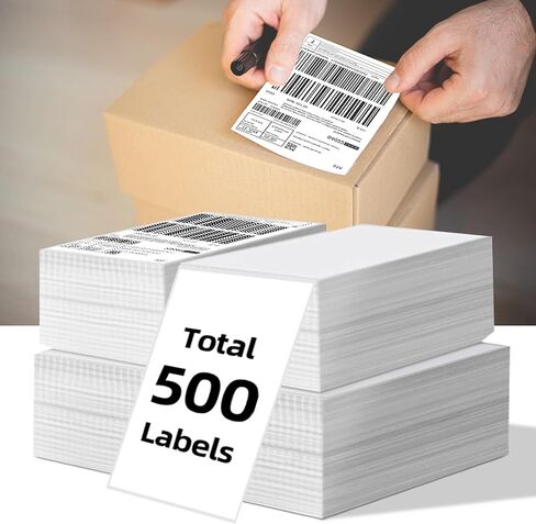 Pami 4x6 Direct Thermal Shipping Labels, 4,000 Fanfold Labels (8 Packs of 500), Strong Adhesive, Waterproof/Oil-Proof/Scratch-Resistant, Jam-Free – Compatible with Rollo, Zebra, Munbyn, POLONO in Saudi Arabia