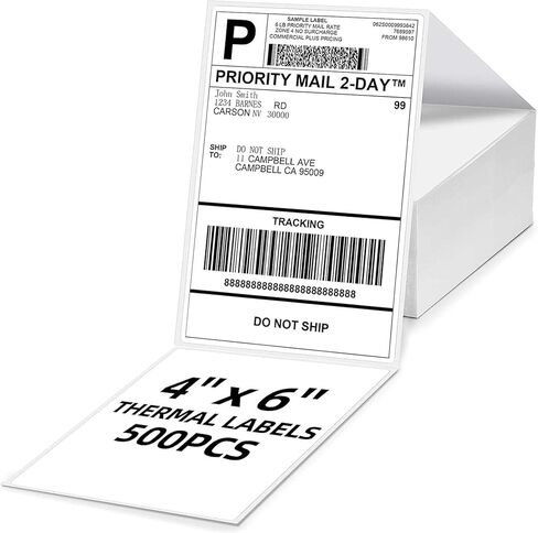 Pami 4x6 Direct Thermal Shipping Labels, 4,000 Fanfold Labels (8 Packs of 500), Strong Adhesive, Waterproof/Oil-Proof/Scratch-Resistant, Jam-Free – Compatible with Rollo, Zebra, Munbyn, POLONO in Saudi Arabia