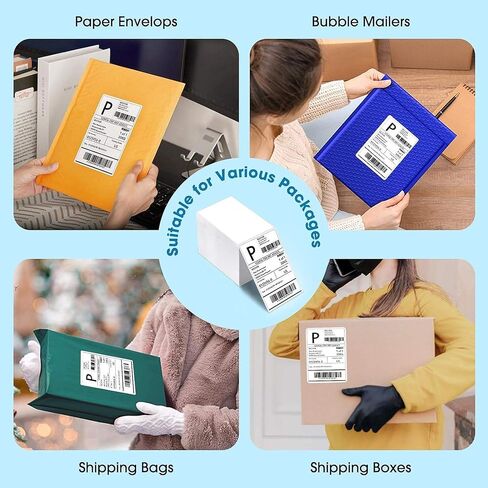 Pami 4x6 Direct Thermal Shipping Labels, 4,000 Fanfold Labels (8 Packs of 500), Strong Adhesive, Waterproof/Oil-Proof/Scratch-Resistant, Jam-Free – Compatible with Rollo, Zebra, Munbyn, POLONO in Saudi Arabia