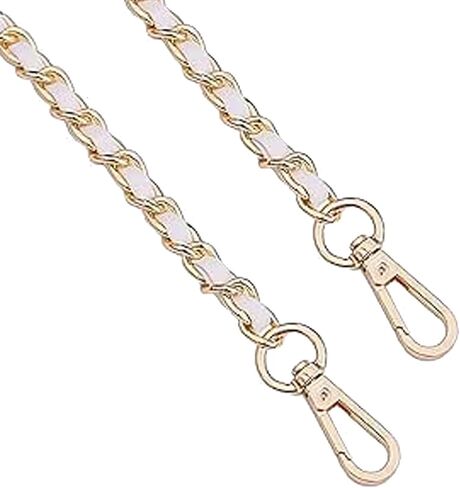 UnnFiko 43" DIY Chain Crossbody Strap, Handmade Handbag Chains Accessories Purse Straps Shoulder Cross Body Replacement Straps (White & Silver, Metal Chain) in Kuwait