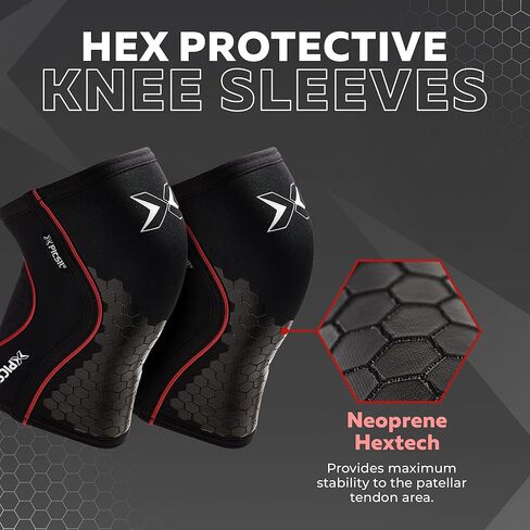 PICSIL Hex Protective Knee Pads, Neoprene Basketball Knee Pads, Stretchable Black Hexpads for Squats, Lunges, and Deadlifting, Provides Stability and Compression, 5mm Thick, Extra Large in Kuwait