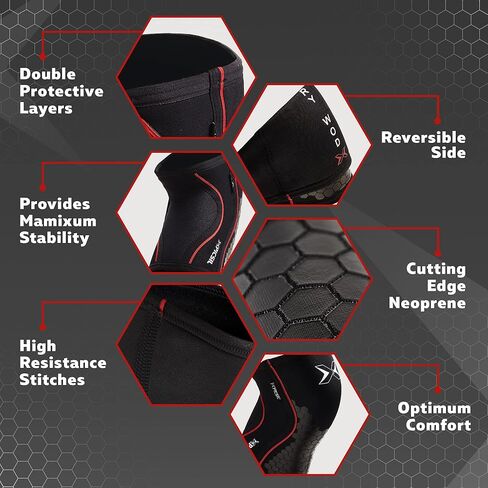 PICSIL Hex Protective Knee Pads, Neoprene Basketball Knee Pads, Stretchable Black Hexpads for Squats, Lunges, and Deadlifting, Provides Stability and Compression, 5mm Thick, Extra Large in Kuwait