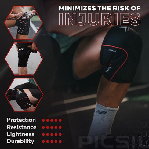 PICSIL Hex Protective Knee Pads, Neoprene Basketball Knee Pads, Stretchable Black Hexpads for Squats, Lunges, and Deadlifting, Provides Stability and Compression, 5mm Thick, Extra Large in Kuwait
