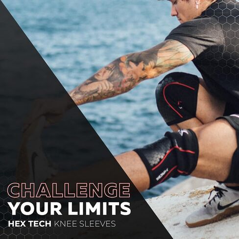 PICSIL Hex Protective Knee Pads, Neoprene Basketball Knee Pads, Stretchable Black Hexpads for Squats, Lunges, and Deadlifting, Provides Stability and Compression, 5mm Thick, Extra Large in Kuwait