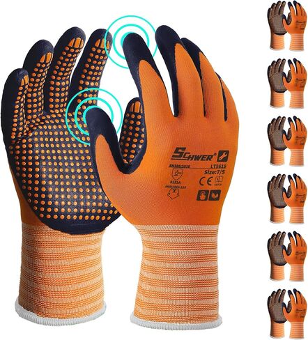 Schwer 3/6/12 زوجًا من قفازات العمل الآمنة المطلية بالنيتريل الدقيقة، قفازات البستنة المقاومة للتآكل المعتمدة من المستوى 6 مع قبضة MicroDot، شاشة تعمل باللمس، قفاز مقاوم للقطع A1 العام، LT5619، L in Kuwait