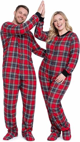 BIG FEET PAJAMA CO. Plaid Cotton Flannel Adult Footie Pajamas Onesie Men and Women in Saudi Arabia