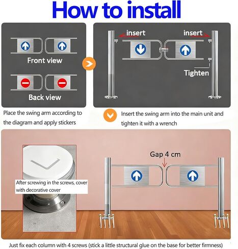 بوابة الأمان المتأرجحة - بوابة الإغلاق الذاتي المحملة بنابض لمحلات السوبر ماركت والمكتبات ومتاجر البيع بالتجزئة - حل وصول آمن متين وسهل التركيب للمناطق ذات حركة المرور العالية in Kuwait