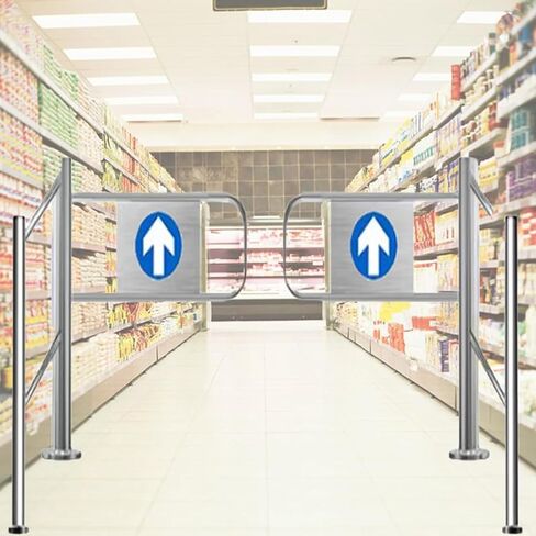 بوابة متأرجحة من الفولاذ المقاوم للصدأ تُغلق تلقائيًا لمحلات السوبر ماركت، حاجز أمان، 170 سم (66.9 بوصة)، حل استيراد وتصدير متين وموثوق in Kuwait