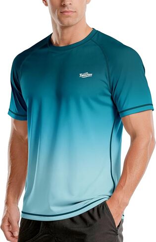 قمصان سباحة للرجال بعامل حماية من أشعة الشمس 50+ بأكمام قصيرة، حماية من الشمس سريعة الجفاف، تي شيرت رياضي لصيد الأسماك وركوب الأمواج على الشاطئ in Kuwait