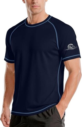 Men's UPF 50+ Swim Shirts Short Sleeve, Sun Protection Quick Dry Rash Guard, Athletic T-Shirt for Fishing Beach Surf in Saudi Arabia