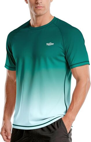 Men's UPF 50+ Swim Shirts Short Sleeve, Sun Protection Quick Dry Rash Guard, Athletic T-Shirt for Fishing Beach Surf in Kuwait