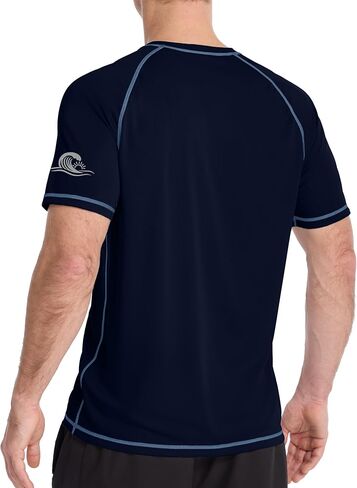 Men's UPF 50+ Swim Shirts Short Sleeve, Sun Protection Quick Dry Rash Guard, Athletic T-Shirt for Fishing Beach Surf in Saudi Arabia