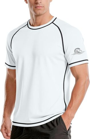 Men's UPF 50+ Swim Shirts Short Sleeve, Sun Protection Quick Dry Rash Guard, Athletic T-Shirt for Fishing Beach Surf in Saudi Arabia
