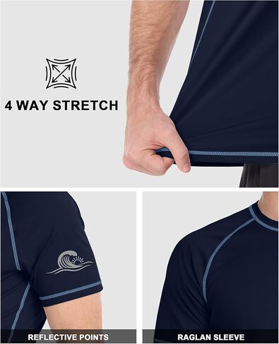 Men's UPF 50+ Swim Shirts Short Sleeve, Sun Protection Quick Dry Rash Guard, Athletic T-Shirt for Fishing Beach Surf in Saudi Arabia