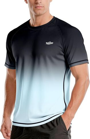 Men's UPF 50+ Swim Shirts Short Sleeve, Sun Protection Quick Dry Rash Guard, Athletic T-Shirt for Fishing Beach Surf in Saudi Arabia