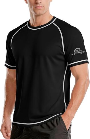 Men's UPF 50+ Swim Shirts Short Sleeve, Sun Protection Quick Dry Rash Guard, Athletic T-Shirt for Fishing Beach Surf in Saudi Arabia