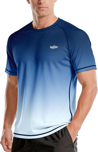 Men's UPF 50+ Swim Shirts Short Sleeve, Sun Protection Quick Dry Rash Guard, Athletic T-Shirt for Fishing Beach Surf in Saudi Arabia