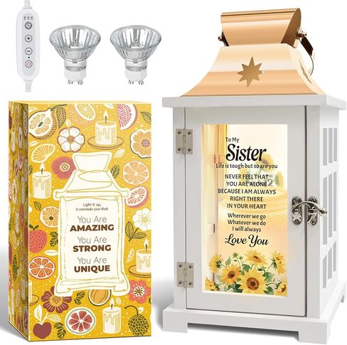 Sister Gifts from Sister – Birthday Candle Warmer Lantern with Heartfelt Poem, Flameless Wax Melter with Timer and Dimmer, Decorative Lamp for Sister's Room Home Decor in Saudi Arabia