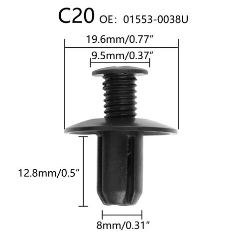 200pcs Bumper Retainer Clips Body Trim Clips, c20 Universal Plastic Rivet Fasteners Push-in Retainer Kit, Push-in Screw Fender Panel Clips Auto Parts 9.5x12.8x8mm in Saudi Arabia