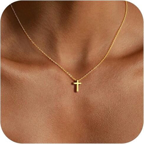 قلادة Yoosteel Gold Cross للنساء - قلادة قلادة قلادة ملموسة من الذهب. in Kuwait