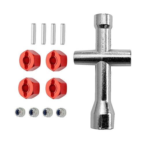 Aluminum Alloy 12mm Wheel Hex Nuts and M4 Lock Nuts Compatible with MJX Hyper Go 14301 14302 14210 16207 16209 16210 1/14 1/16 RC Car (Red) in Saudi Arabia