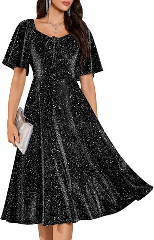 Aupuls Sequin Formal Evening Dresses for Women Sparkly Fall Wedding Guest Dress in Kuwait
