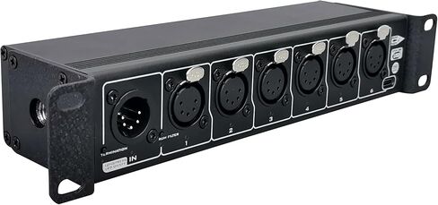 6-port DMX RDM Splitter, Opto-isolated, Open-DMX USB, Power/DMX Through Connectors, Anodized Aluminum 1/2 Rack, 10“/19"Rack/Truss-mount(M10 hole) in Saudi Arabia