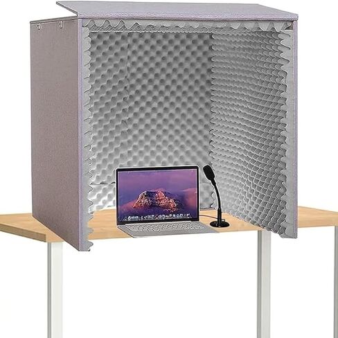 كشك صوتي محمول، كشك عزل، مكعب كشك عزل الميكروفون، غطاء عازل للصوت لسطح المكتب، لمنزل غرفة نوم استوديو الموسيقى، تقليل الضوضاء، لون داخلي أزرق in Kuwait