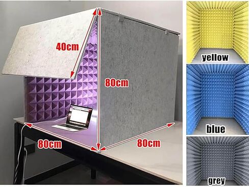 كشك صوتي محمول، كشك عزل، مكعب كشك عزل الميكروفون، غطاء عازل للصوت لسطح المكتب، لمنزل غرفة نوم استوديو الموسيقى، تقليل الضوضاء، لون داخلي أزرق in Kuwait