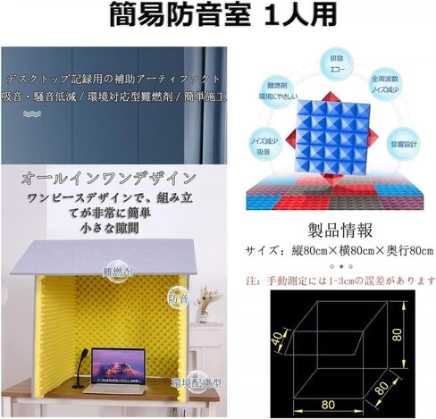 رغوة صوتية، حجرة صوتية، حجرة صوتية لغرفة النوم، استوديو تسجيل استوديو منزلي، مجمع قابل للطي، مؤتمر، عازل للصوت لميكروفون البث - بحيرة زرقاء in Kuwait