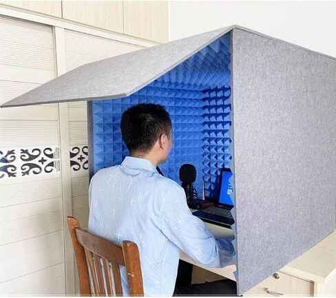 كشك صوتي محمول، كشك استوديو منزلي، غطاء عازل للصوت لسطح المكتب، درع ممتص للصوت، درع صوتي صوتي لاستوديو تسجيل الصوت، المدونات الصوتية، أزرق in Kuwait