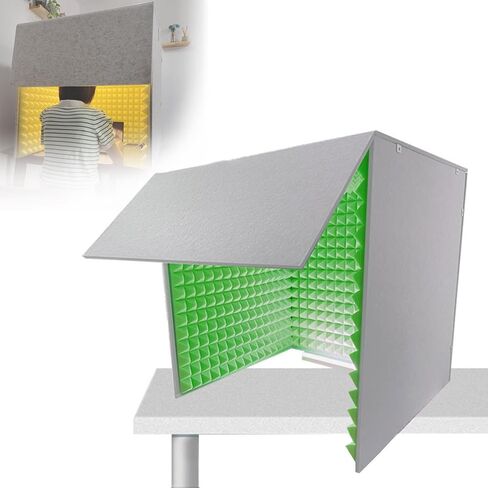 كشك تسجيل صوتي محمول مقاس 31 بوصة × 31 بوصة، غطاء عازل للصوت لسطح المكتب، درع عزل الميكروفون، غرفة حجرة عزل الصوت، تقليل الضوضاء، للمكتب المنزلي والاستوديو، أخضر-80 * 80 * 80 سم in Kuwait