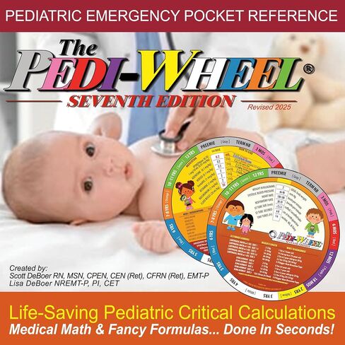 صفقة العجلات - مجموعة Pedi-Wheel/Neo-Wheel - دليل مرجعي للجيب في حالات الطوارئ للأطفال وحديثي الولادة / ورقة الغش - موارد EMS/ER/NICU in Kuwait