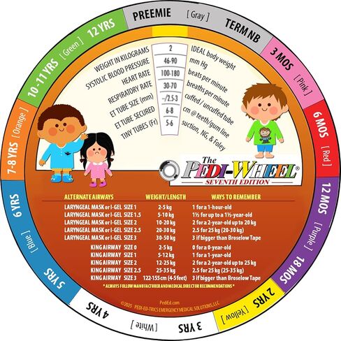 صفقة العجلات - مجموعة Pedi-Wheel/Neo-Wheel - دليل مرجعي للجيب في حالات الطوارئ للأطفال وحديثي الولادة / ورقة الغش - موارد EMS/ER/NICU in Kuwait