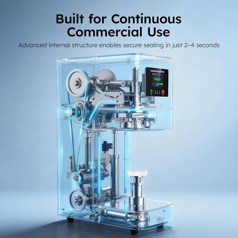 آلة إغلاق علب الصودا التجارية، آلة إغلاق علب الصودا الأوتوماتيكية بالكامل للمشروبات مع نظام إغلاق علب الصودا بزاوية 360 درجة ونظام رفع تلقائي، آلة ختم علب الفولاذ شديدة التحمل لعلب الألومنيوم والبلاستيك، باللون الأبيض in Kuwait