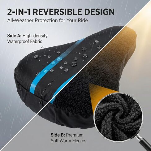 Premium Dual-Sided Bike Seat Cover | Polar Fleece & Waterproof Fabric for Ultimate Comfort, All-Weather Rain/Dust Protection | 2-in-1 Luxury Bicycle Saddle Cover for Enhanced Riding Experience in Saudi Arabia